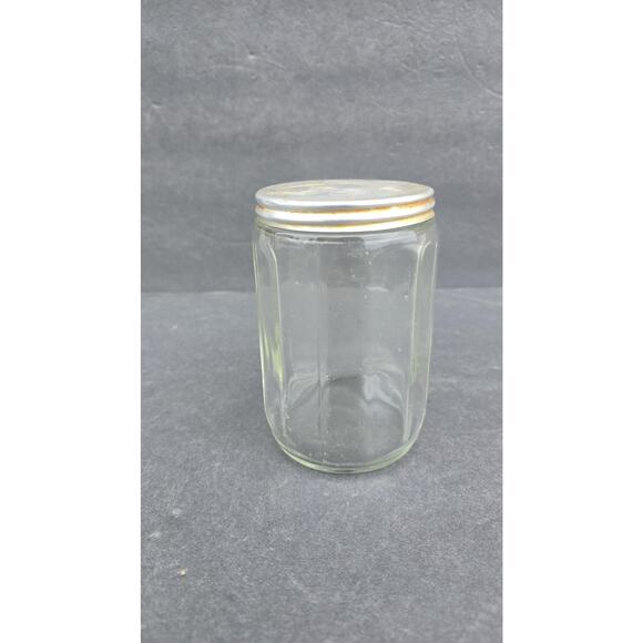 Embossed TEA Glass Canister Jar Clear Kitchen Storage with Metal Lid Paneled - Picture 4 of 8